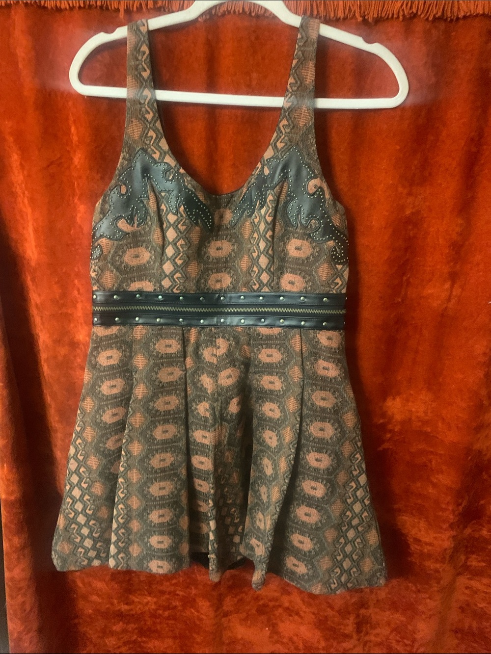 Free People - New Romantics  Sleeveless Fit-and-Flare Dress faux leather